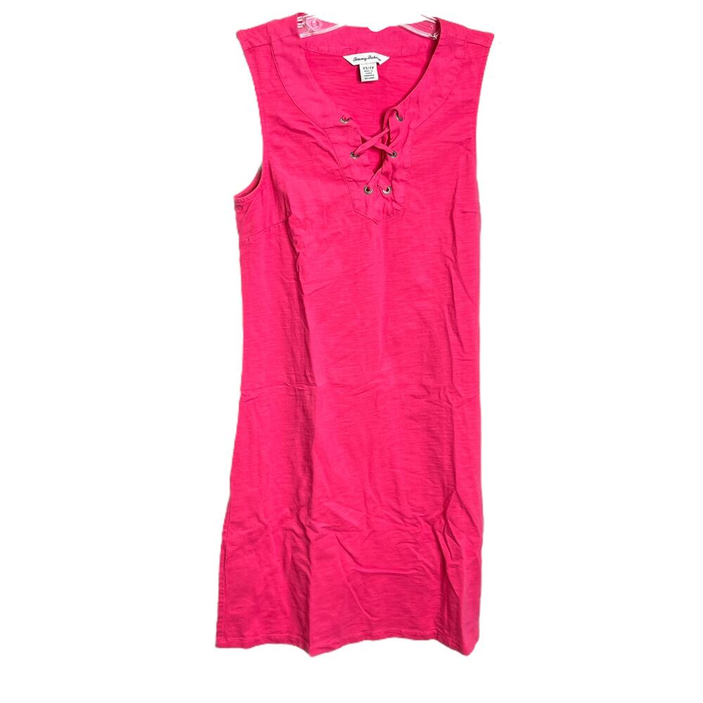 Tommy Bahama Women's Size XS‎ Shift Dress Pink Sleeveless Scoop Neck Front Tie